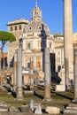 Forum of Trajan, part of Forum Romanum, view of the ruins of several important ancient  buildings, Trajan`s Column, Rome, Italy Royalty Free Stock Photo