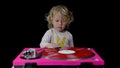 Loopable Djing small girl on turntables