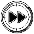 Forward Button Icon with Circle Frame Fast Forward Button Vector Royalty Free Stock Photo