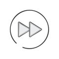 Forward button icon with triangles and circle symbol graphic Royalty Free Stock Photo