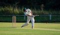 Forward drive, great shot. Village green Cricket match