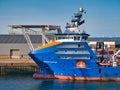 The forward helideck and supporting structure of the Horizon Enabler, a multipurpose ROV and light construction vessel Royalty Free Stock Photo