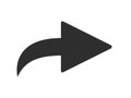 Forward icon. Forwarded email arrow, curved right pointer and share icon vector symbol