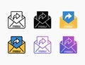 Forward Mail icon set with different styles. Royalty Free Stock Photo