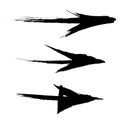 Forward right arrows set brush stroke black vector icon. Hand drawn grunge style isolated element Royalty Free Stock Photo