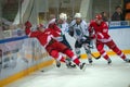 Forward Spartak falls down