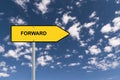 forward traffic sign on blue sky Royalty Free Stock Photo