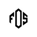 FOS letter logo design with polygon shape. FOS polygon and cube shape logo design. FOS hexagon vector logo template white and