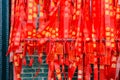 Colorful Red Blessing ribbon,Wish and message in Foshan Ancestral Temple or `Zumiao ` in chinese name.Foshan city china