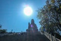 Great Guanyin buddha or `Goddess of Mercy ` statue on top of Xiqiao mountain.Foshan city China Royalty Free Stock Photo