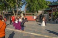 Unacquainted.Chinese Couple Takeing Pre-wedding photo infront of Foshan Ancestral Temple or `Zumiao ` in chinese name Royalty Free Stock Photo