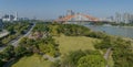 The Foshan Riverside Landscape Park and the Rainbow Bridge Royalty Free Stock Photo