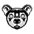 Fossa face vector iilustration in hand drawn design style