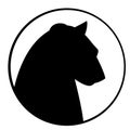 Fossa head, vector illustration, black silhouette ,front