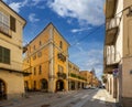 Via Roma cobblestone street in Fossano, Italy Royalty Free Stock Photo