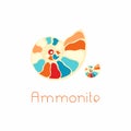 Fossil ammonite nautilus seashell vector logo. Hand drawn illustration for spa salon, seafood cafe restaurant corporate