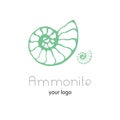 Fossil ammonite nautilus seashell vector logo. Hand drawn illustration for spa salon, seafood cafe, restaurant, corporate identity