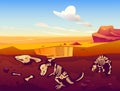 Fossil dinosaurs excavation in sand desert Royalty Free Stock Photo