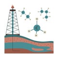 Fossil fuel. Natural gas extraction. Earth raw materials depletion. An oil rig Royalty Free Stock Photo