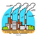 Fossil fuel power plant. Thermal Powerhouse or generating station. Industrial building icon. Coal, natural gas or