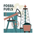 Fossil fuel. Fossil resources extraction process. Earth raw materials depletion Royalty Free Stock Photo