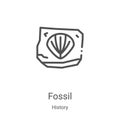 fossil icon vector from history collection. Thin line fossil outline icon vector illustration. Linear symbol for use on web and Royalty Free Stock Photo