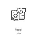 fossil icon vector from history collection. Thin line fossil outline icon vector illustration. Linear symbol for use on web and Royalty Free Stock Photo