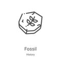 fossil icon vector from history collection. Thin line fossil outline icon vector illustration. Linear symbol for use on web and Royalty Free Stock Photo