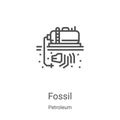 fossil icon vector from petroleum collection. Thin line fossil outline icon vector illustration. Linear symbol for use on web and Royalty Free Stock Photo