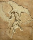 Fossil imprint of archaeopteryx showing bones and feathers Royalty Free Stock Photo