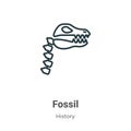 Fossil outline vector icon. Thin line black fossil icon, flat vector simple element illustration from editable history concept Royalty Free Stock Photo