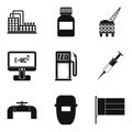 Fossil resources icons set, simple style Royalty Free Stock Photo