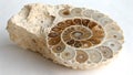 Fossilized Ammonite Detailed Close-Up for Educational Use, Natural History Specimen with Intricate Patterns Ideal for Science