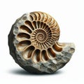 Fossilized ammonite shell embedded in l new beautiful