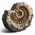 Fossilized ammonite shell embedded in limestone, valuable forco Royalty Free Stock Photo
