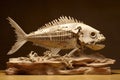 fossilized fish skeleton in a layered rock Royalty Free Stock Photo