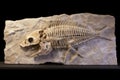 fossilized fish skeleton in a limestone slab Royalty Free Stock Photo