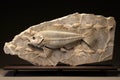 fossilized fish skeleton in a rock slab Royalty Free Stock Photo