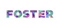 Foster Concept Retro Colorful Word Art Illustration