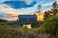 Covered bridge at sunset in Vermont Royalty Free Stock Photo