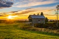 Covered bridge at sunset in Vermont Royalty Free Stock Photo