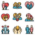 Foster family icons set vector flat Royalty Free Stock Photo