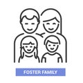 Foster family - vector line design single isolated icon