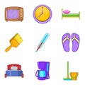 Foster home icons set, cartoon style Royalty Free Stock Photo