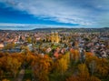 Fot, Hungary - Aerial view of the Roman Catholic Church of the Immaculate Conception (Szeplotlen Fogantatas templom) Royalty Free Stock Photo