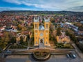 Fot, Hungary - Aerial view of the Roman Catholic Church of the Immaculate Conception (Szeplotlen Fogantatas templom)