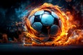 Fotball in action. abstract Soccer ball in flames. Creative sport concept. Art graphic for brochures, flyers, presentations, logo