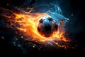 Fotball in action. abstract Soccer ball in flames. Creative sport concept. Art graphic for brochures, flyers, presentations, logo