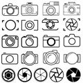 Foto camera icon vector set. photo illustration sign collection. focus symbol. cam logo or mark. Royalty Free Stock Photo