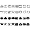 Foto camera icon vector set. photo illustration sign collection. focus symbol. cam logo or mark. Royalty Free Stock Photo